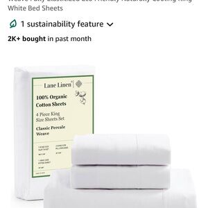 LANE LINEN 100% Organic Cotton King Size Sheets Set